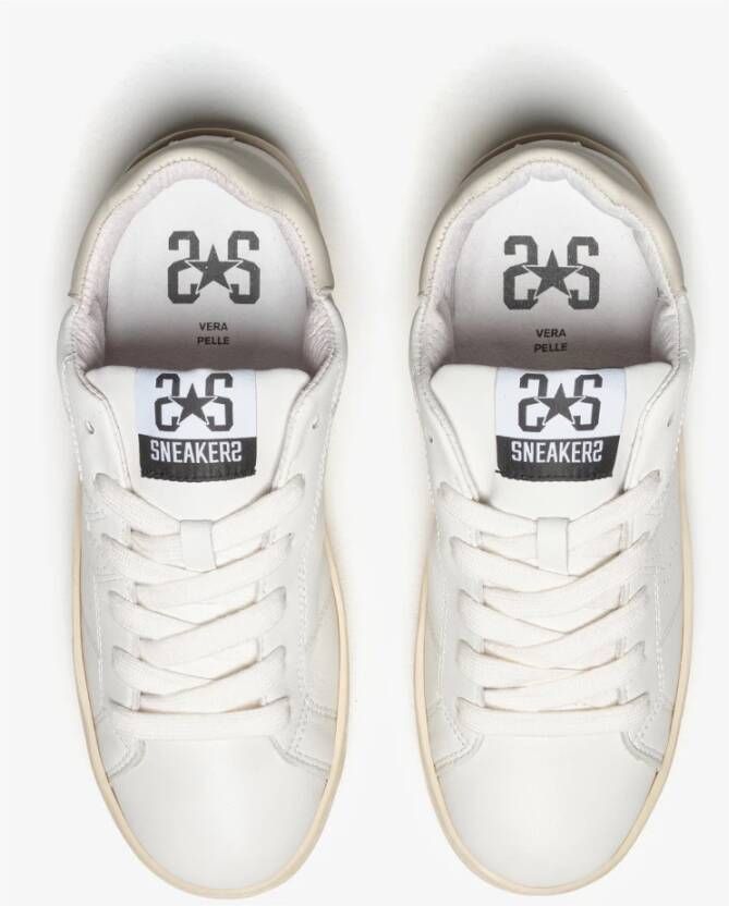 2Star Witte leren sneaker met beige detail