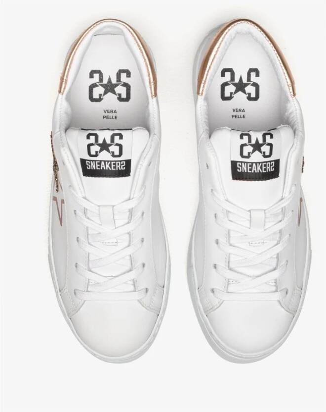 2Star Witte Leren Sneaker met Koper- en Zwartkleurige Details