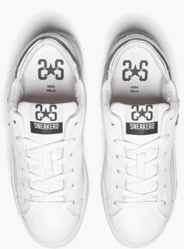 2Star Witte Leren Sneaker met Zilveren Details