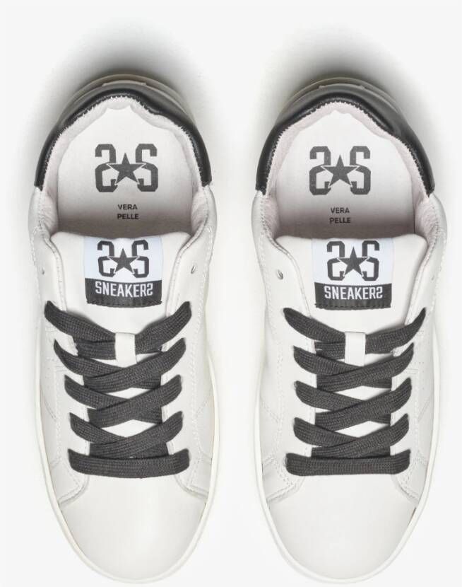 2Star Witte Leren Sneaker met Zwarte Detail