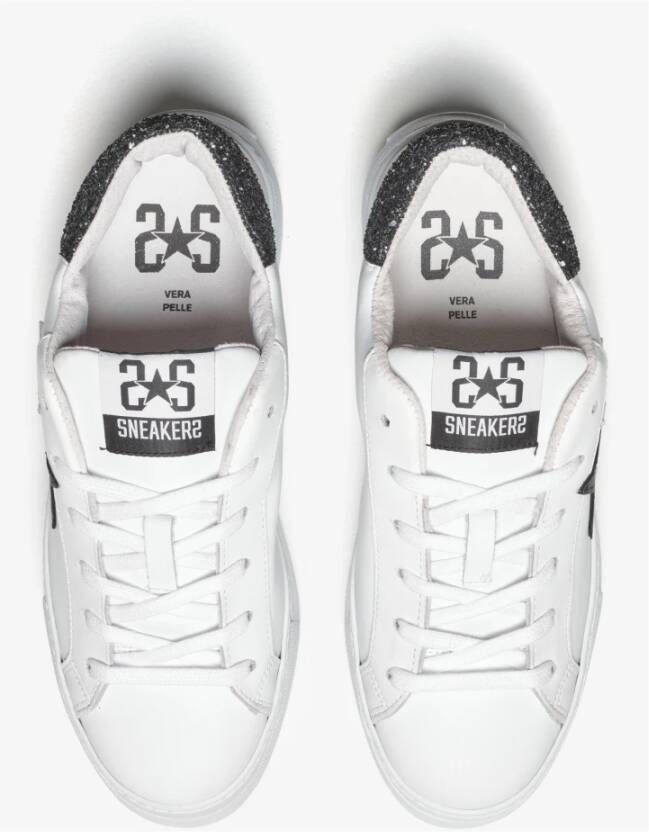 2Star Witte Leren Sneaker met Zwarte Details