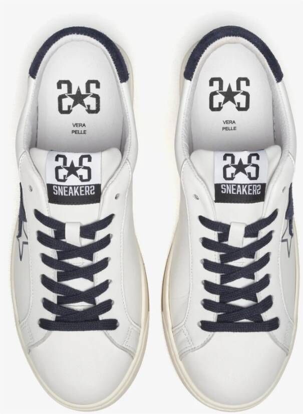 2Star Witte Leren Sneakers met Blauwe Details