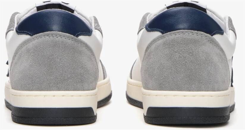 2Star Witte leren sneakers met grijze en blauwe suède details