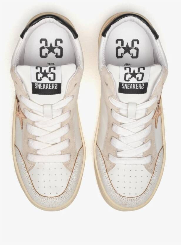 2Star Witte leren sneakers met koper- en luipaarddetails
