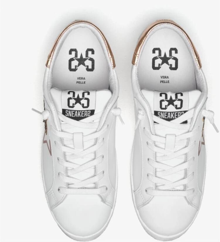 2Star Witte leren sneakers met koper- en zwarte details