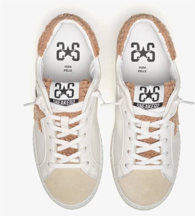 2Star Witte Leren Sneakers met Teddy Details