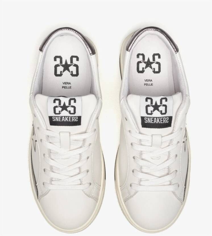 2Star Witte Leren Sneakers met Zilveren Details