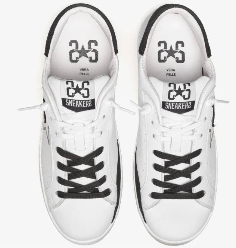 2Star Witte leren sneakers met zwarte suède details