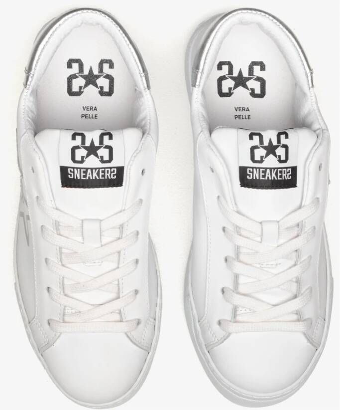 2Star Witte Leren Ster Sneaker met Zilveren Details