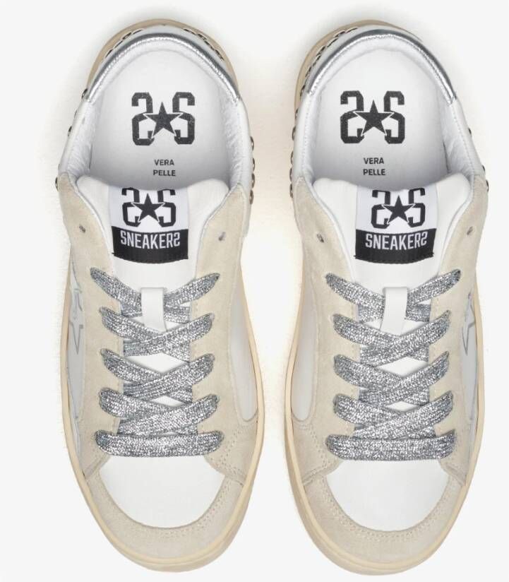 2Star Witte leren studs ster sneakers