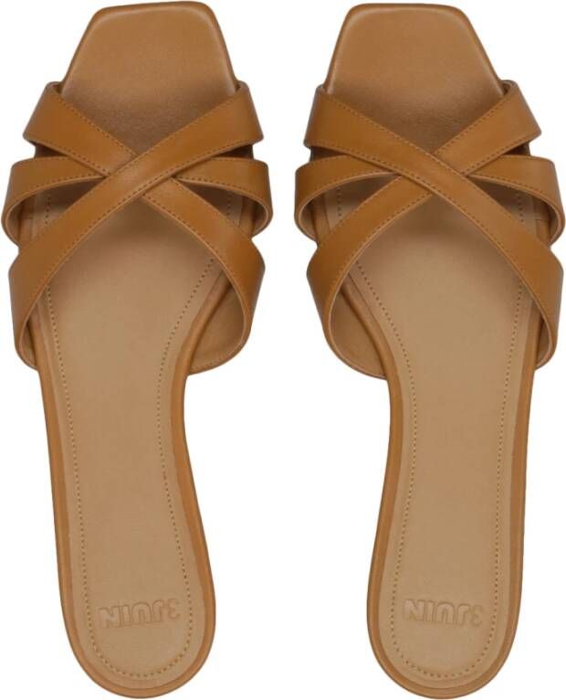 3Juin Bruine Leren Sandalen met Interlocking Banden