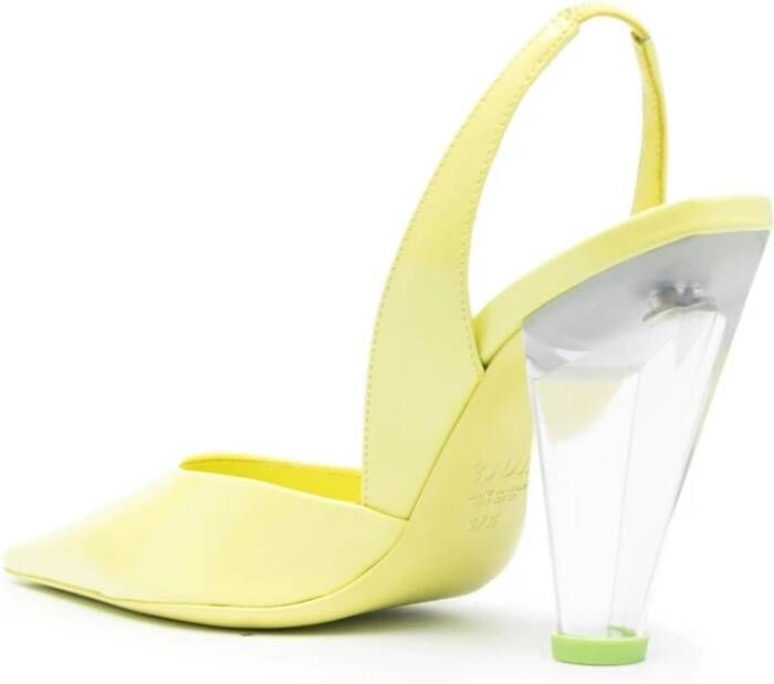 3Juin Gele Leren Pumps met Puntige Neus