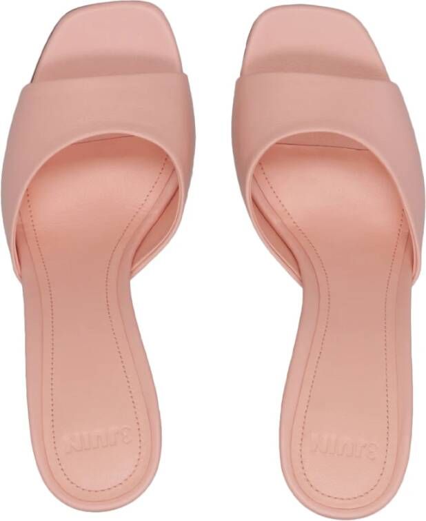 3Juin Roze Leren Sandalen met Brede Hak