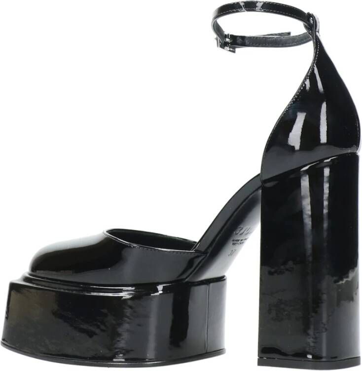 3Juin Zwarte Glanzende Kalfsleren Pumps met Hak Zwart Dames