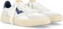 4B12 Witte en blauwe leren sneakers met suède details Multicolor Heren - Thumbnail 2