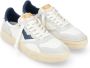 4B12 Witte en blauwe leren sneakers met suède details Multicolor Heren - Thumbnail 4