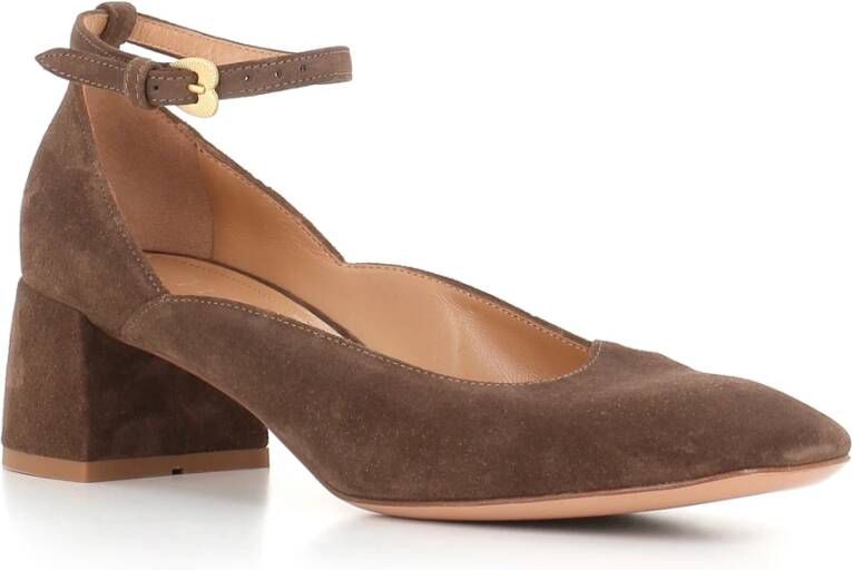 A. Bocca Bruin Leren Vierkante Neus Hakken Brown Dames