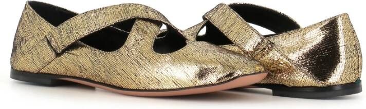 A. Bocca Gouden platte schoenen met hartuitsnijding elastische banden Yellow Dames