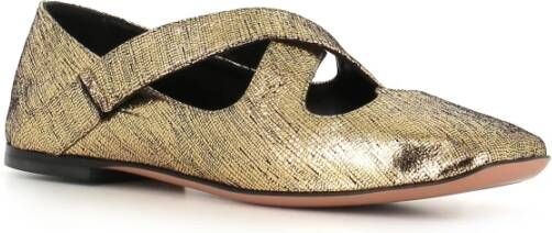 A. Bocca Gouden platte schoenen met hartuitsnijding elastische banden Yellow Dames