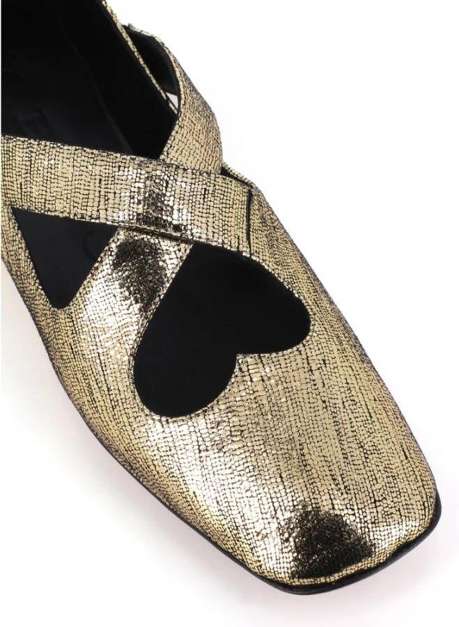 A. Bocca Gouden platte schoenen met hartuitsnijding elastische banden Yellow Dames