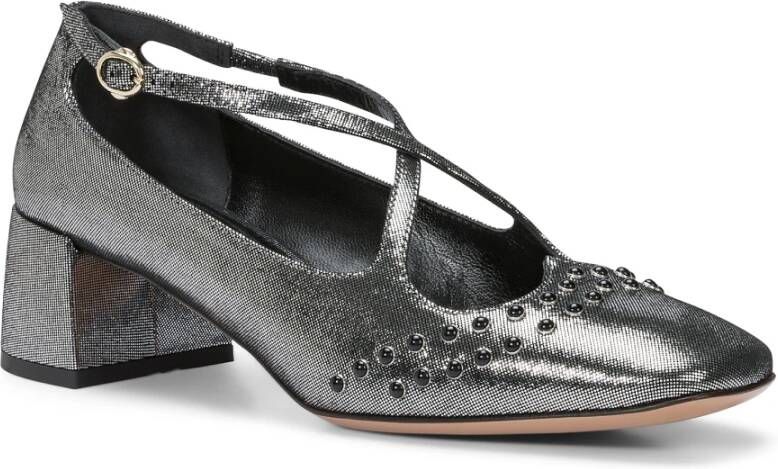 A. Bocca Zilveren Halfhak Pumps Stud Detailing Gray Dames