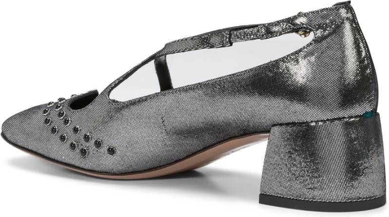 A. Bocca Zilveren Halfhak Pumps Stud Detailing Gray Dames