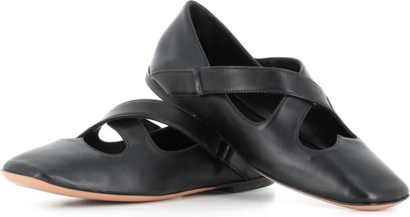 A. Bocca Zwarte leren balletflats Black Dames