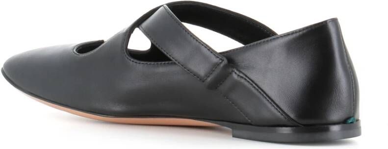 A. Bocca Zwarte leren balletflats Black Dames