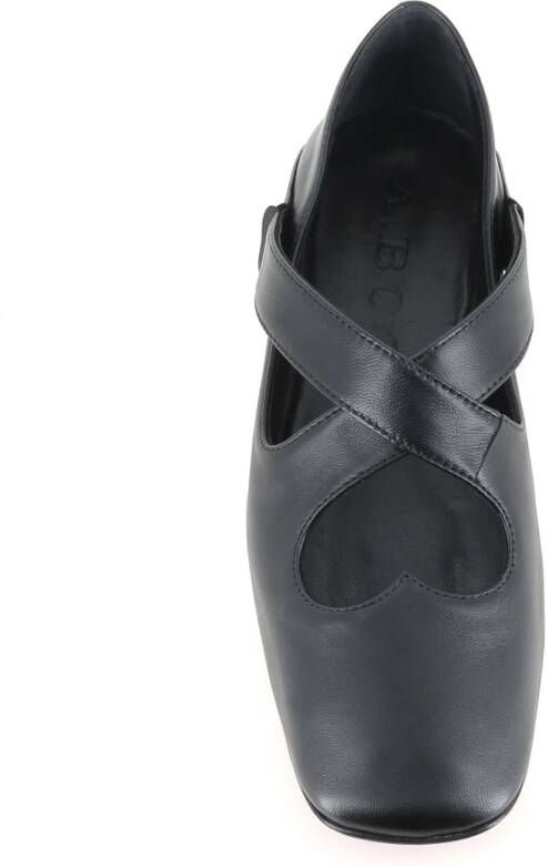 A. Bocca Zwarte leren balletflats Black Dames