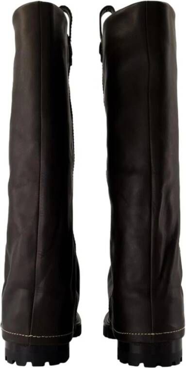 Acne Studios Bruine leren slouch gesp laarzen