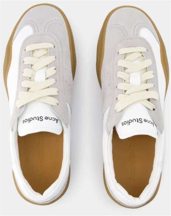 Acne Studios Wit bruin leren sneakers Ronde neus White Heren