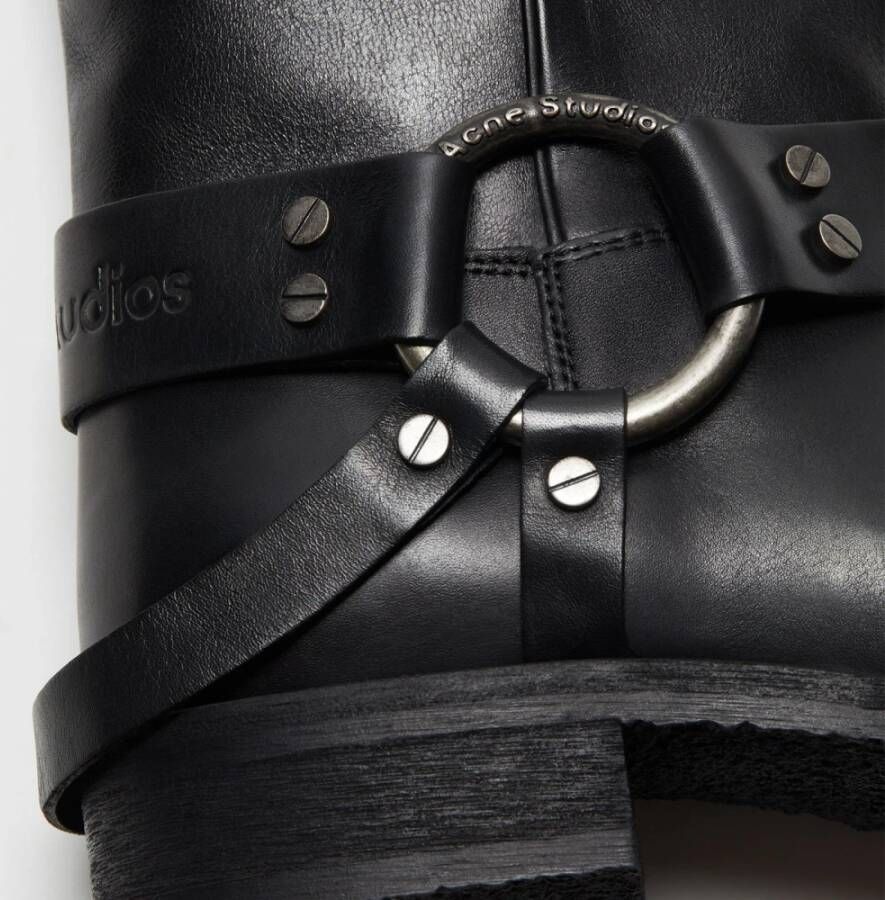 Acne Studios Zwarte Leren Gesp Laarzen Black Dames