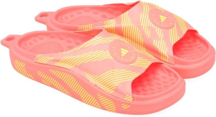 adidas by stella mccartney Roze Slide Turbo Sandaal Logo Print Multicolor Dames