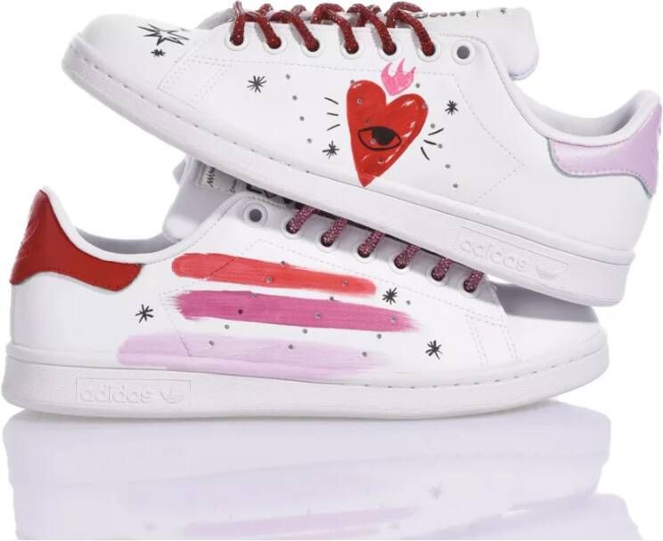 Adidas Handgemaakte Dames Sneakers Wit Roze Rood Multicolor Heren