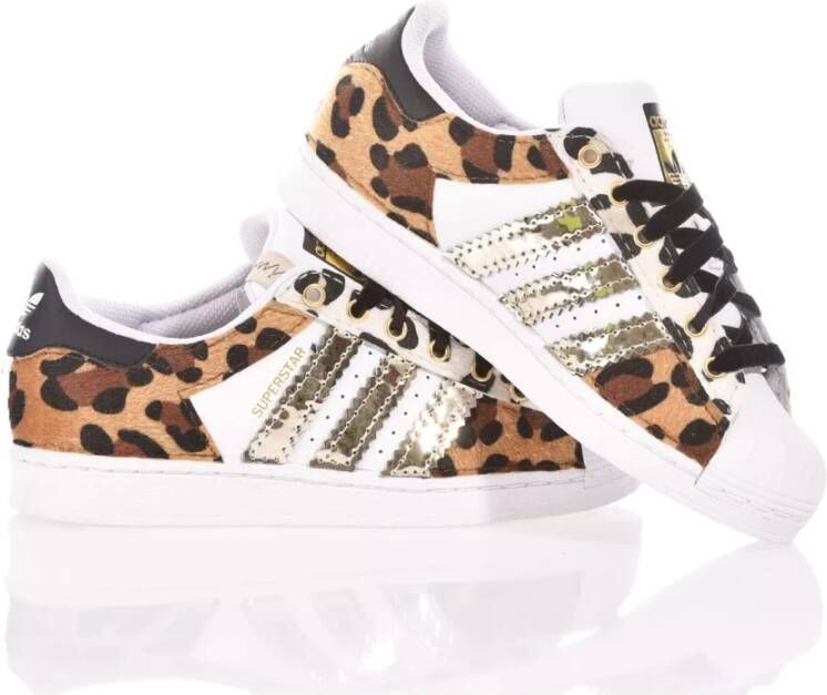 Adidas Handgemaakte Wit Goud Sneakers Multicolor Dames