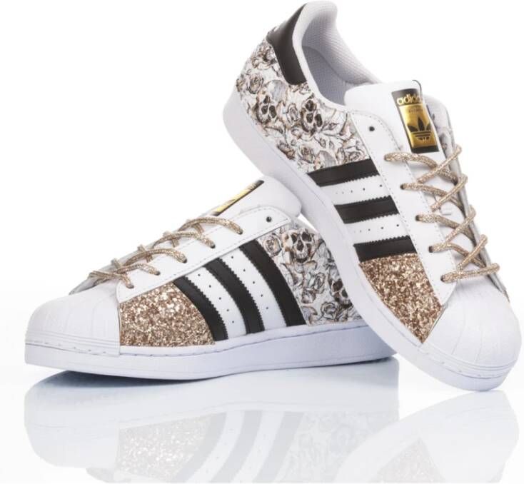 Adidas Handgemaakte Wit Goud Sneakers Multicolor Dames