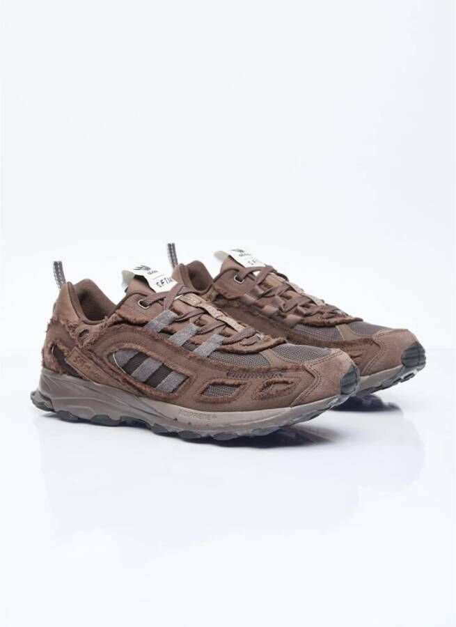 Adidas Mesh & Canvas Sneakers met Gestreept Motief Brown Heren