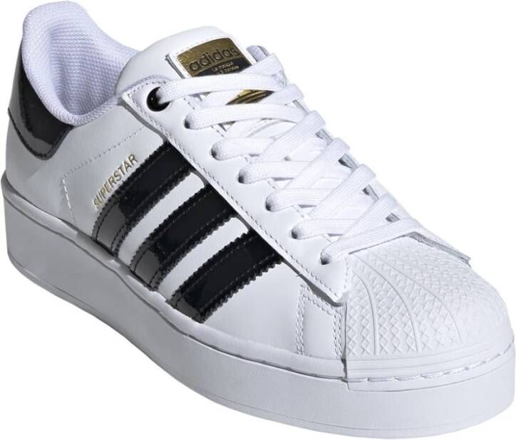 adidas Originals Platform Sneakers met Zwarte Patentdetails Wit Dames