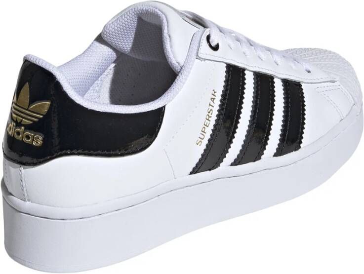 adidas Originals Platform Sneakers met Zwarte Patentdetails Wit Dames