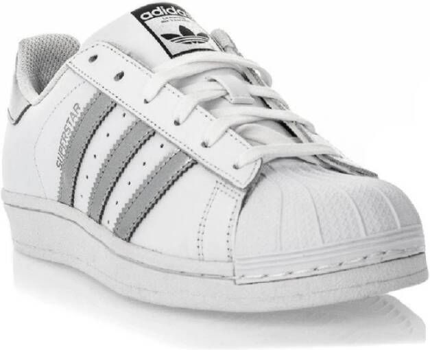 adidas Originals Witte Leren Sneakers met Zilveren Accenten Wit Dames