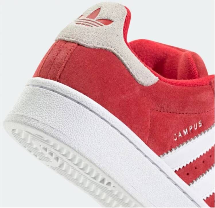 Adidas Rode Sneakers Vetersluiting Leren Bovenwerk Rubberen Zool