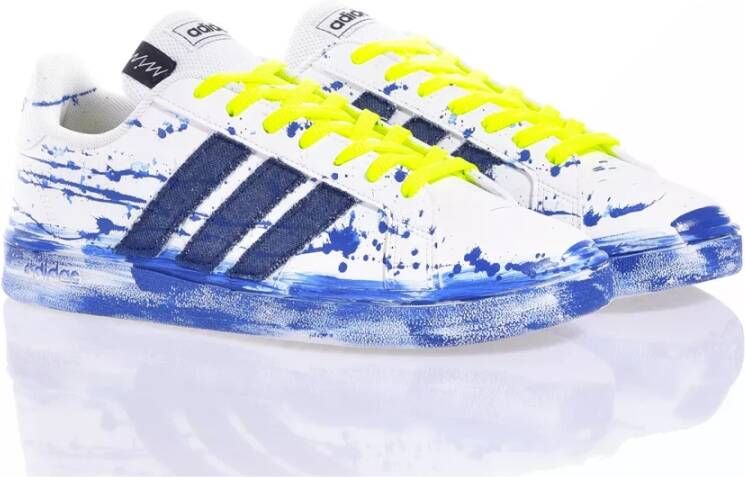 Adidas Handgemaakte Wit Blauwe Sneakers Multicolor Heren