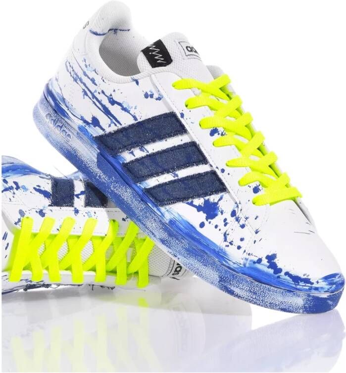 Adidas Handgemaakte Wit Blauwe Sneakers Multicolor Heren