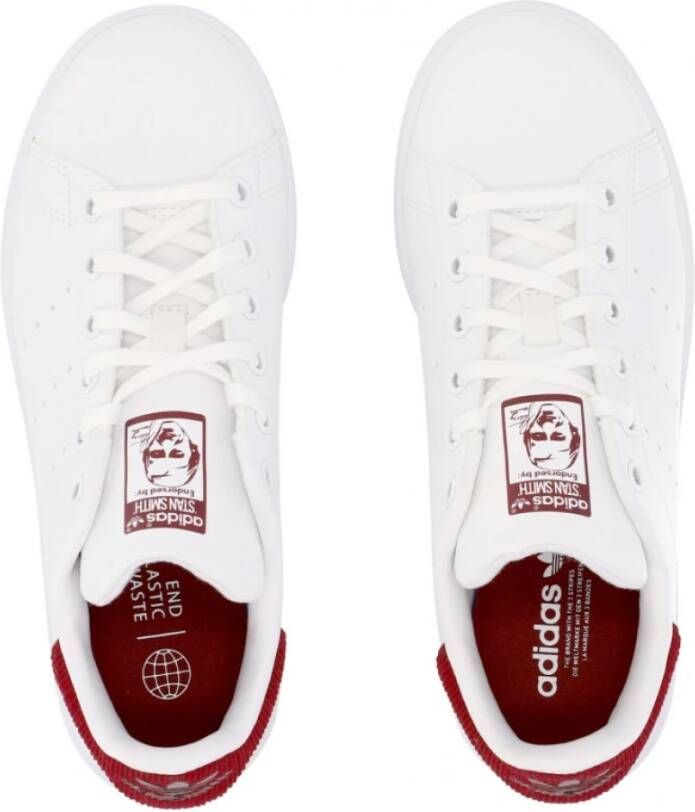 Adidas Stan Smith J Lage Sneakers Cloud White Burgundy Wit Dames