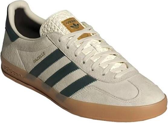 Adidas Suède Crème Sneakers met Groene Strepen White Heren
