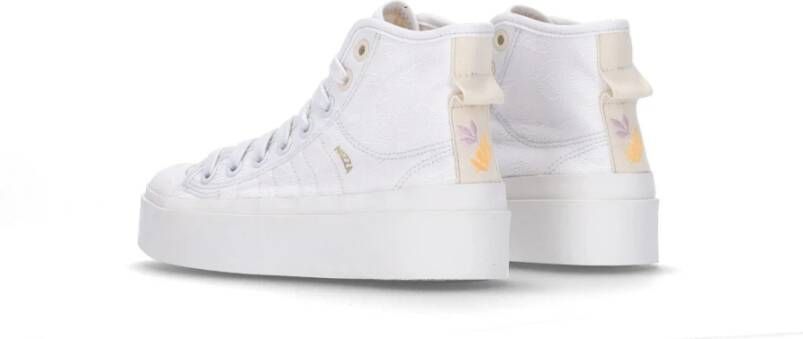 Adidas Witte High-Top Sneaker met Bloemenborduursel White Dames