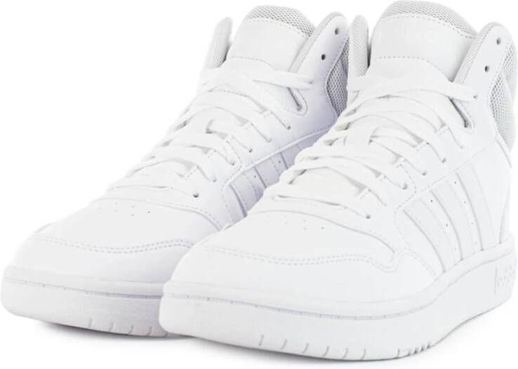 Adidas Witte Hoops 3.0 Mid Lifestyle Basketball Classic Schoenen Wit Heren