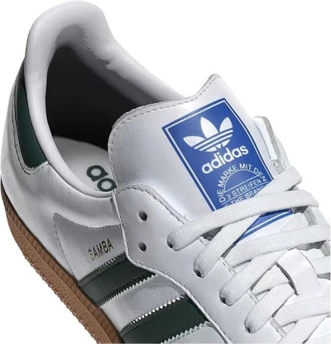 Adidas Witte Leren Sneakers met Groene Strepen Multicolor Dames