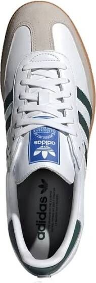 Adidas Witte Leren Sneakers met Groene Strepen Multicolor Dames