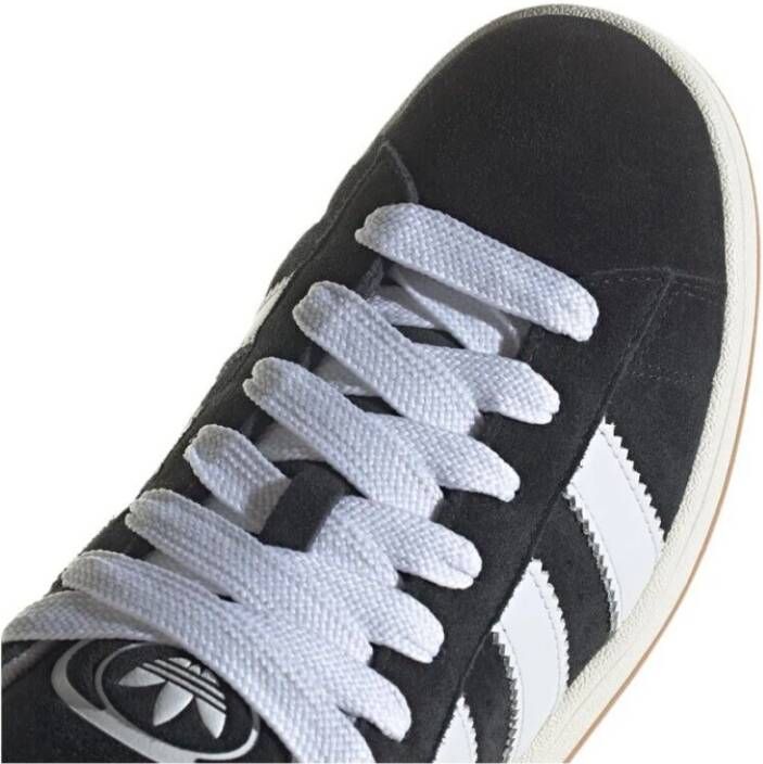 Adidas Zwarte Leren Sneakers Front Lace Rubberen Zool